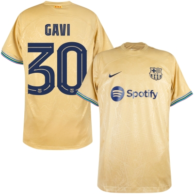 Weven Marine Vooruitzicht Fc Barcelona Shirt Uit 2022 2023 Gavi 30 Cup Bedrukking S | Sportfit